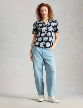 Jersey Floral Collared Shirt Navy Mix female - White stuff - FashionsVida