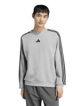 Essentials 3-stripes Sweatshirt Men Sweatshirts - Grey - Size XXXL - Cotton Jersey - Grey - Size: 3X-Large - Adidas - FashionsVida