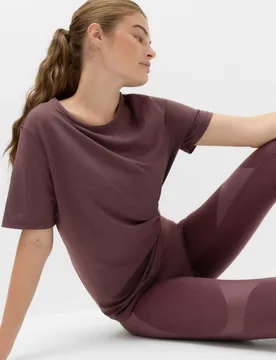 Round Neck Mesh Relaxed T-shirt Mulberry female - Goodmove - FashionsVida