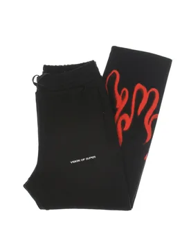 Pantalone Tuta Leggero Uomo Spray Flames Pants Black/red - VISION OF SUPER - FashionsVida
