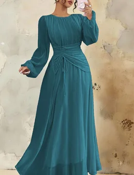 Vestido largo de manga larga para mujer talla grande, estilo romántico francés de Sicilia, elegante y casual, para primavera/verano, ir al trabajo, - Shein - FashionsVida