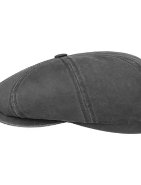 Hatteras Old Cotton Newsboy Cap by - black - Female - Size: L (58-59 cm) - Stetson - FashionsVida