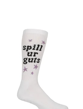 Music Collection 1 Pair Olivia Rodrigo Spill Ur Guts Cotton Socks White One Size - White - Size: One Size - SockShop - FashionsVida