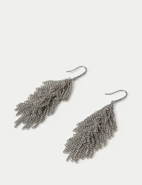 Rhodium Tassel Drop Earring Silver female - M&S - FashionsVida