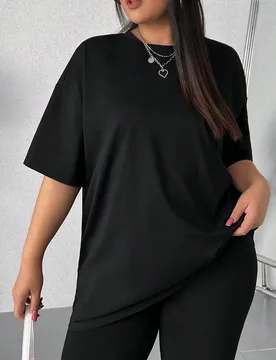 Camiseta Casual De Talla Grande Con Cuello Redondo Y Manga Corta 3XL - Shein - FashionsVida