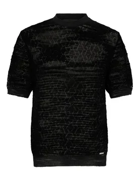T-shirt nero uomo traforata - Dsquared2 - FashionsVida