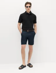 Cotton Rich Textured Knitted Polo Shirt Black male
