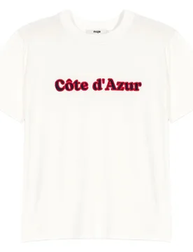 Camiseta de mujer de algodón corte recto con bordado en relieve - Maje - FashionsVida