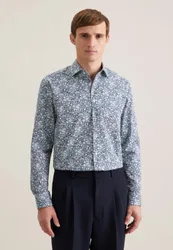 Regular Business Hemd Druck Grau 39