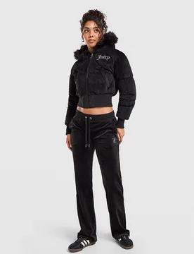 Diamante Velour Padded Jacke - Damen, Schwarz - female - Size: M - Juicy couture - FashionsVida