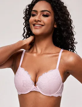 Sujetador de encaje acolchado para mujer, con aros cómodos y gruesos, suave y acogedor, con tirantes ajustables, adecuado para uso diario y ropa de e - Shein - FashionsVida