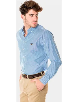 Camisa popelín de hombre regular rayas en Colección Bandera - Spagnolo - FashionsVida