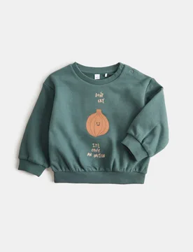 Cotton Rich Onion Sweatshirt (0-5 Yrs) Teal Mix male - M&S - FashionsVida