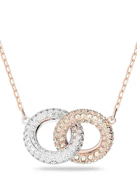 Collana Dextera, Cerchi intrecciati, Bianca, Finitura oro rosa 18K OS - Swarovski - FashionsVida