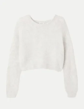 Pullover Hochrund Weiß S - American vintage - FashionsVida