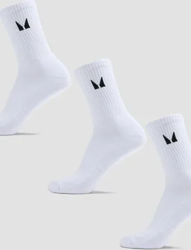 MP Unisex Crew Socks (3 Pack) - White - UK 9-11 - MyProtein - FashionsVida