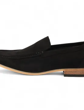 Mens Black Suede Loafers Lightweight Slip-On Casual Shoes Faux Leather - Size Eu 46 - Infinity Leather - FashionsVida