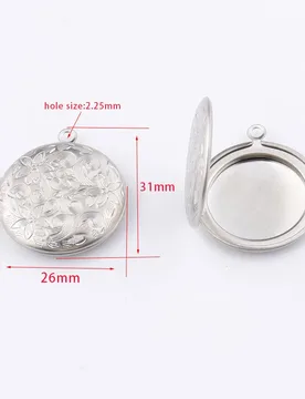 Pcs/Lot Stanless Steel 26*31mm Vintage Flower Pattern Photo Frame Locket Charms DIY Opening Round Photo Box Pendant - Aliexpress - FashionsVida