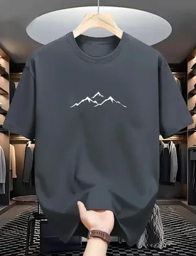 Men's summer 100% pure cotton fashionable casual loose sports mountain pattern printed round neck short sleeved T-shirt top - Aliexpress - FashionsVida