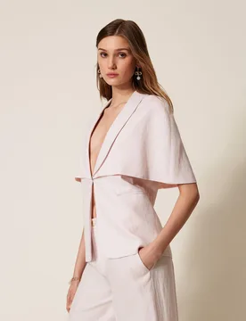 Blouson cape en lin mélangé - TWINSET - FashionsVida