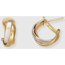 Pendientes de cierre omega de oro tricolor