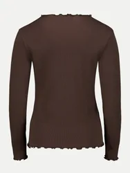 Langarmshirt mit Wellensaum Braun 46