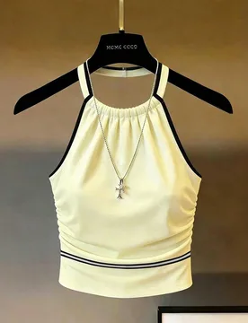 Top corto de tirantes finos y plisado sexy para mujer, chaleco blanco de verano sin mangas, ajustado y casual S - Shein - FashionsVida