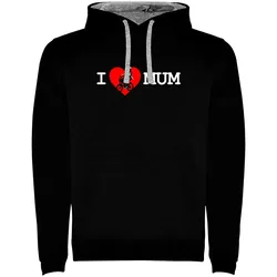 Felpa Con Cappuccio I Love Mum Two-colour Black / Grey