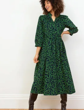Women's Charborough 3/4 Sleeve Cord Dress in Green Size: 20 - Green - Size: 20 - Kite - FashionsVida