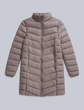 Frankie Womens Longline Padded Jacket - Taupe - Taupe - Size: 10 - Animal - FashionsVida