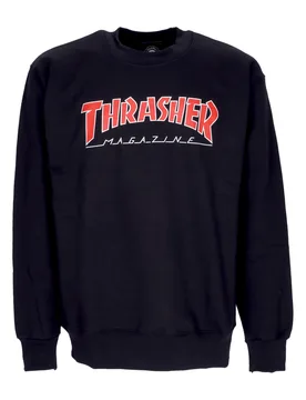 Felpa Girocollo Uomo Outline Crew Black/red - Thrasher - FashionsVida