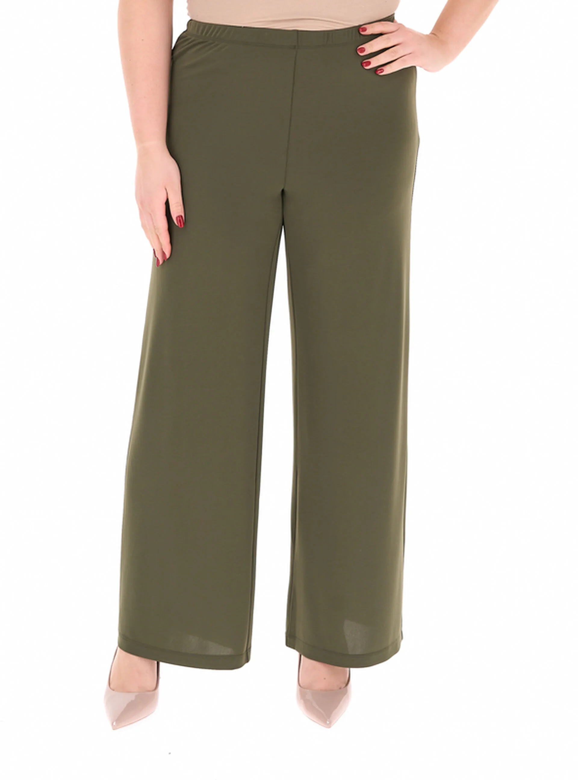 Pantalone a palazzo VERDE OLIVA L - PERSONA by MARINA RINALDI - FashionsVida