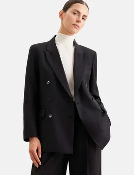 Zweireihiger Blazer mit Pattentaschen aus einer Wollmischung Schwarz 38 - Seidensticker - FashionsVida