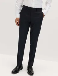 Slim Fit Textured Stretch Suit Trousers Navy male
