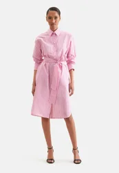Oversized Hemdblusenkleid mit Taillengürtel Rosa/Pink 40
