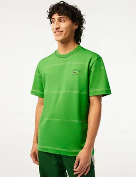 Camiseta de hombre en punto de algodón ecológico de rayas - Lacoste - FashionsVida