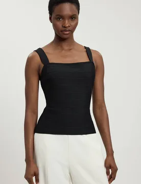 Women's Figure Form Bandage Strappy Top in Black Size: 14 - Black - Size: 14 - Karen millen - FashionsVida