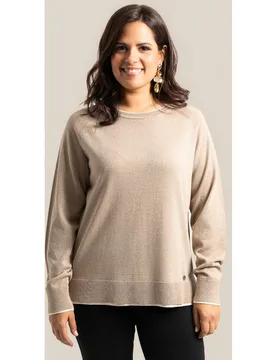 Jersey cuello redondo manga larga con fibras metalicas - October - FashionsVida