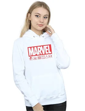 Women's Logo Wash Care Hoodie in White Size: XL - White - Size: XL - Marvel - FashionsVida