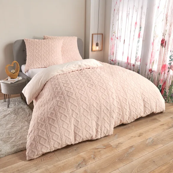 Chenille-Bettwäsche Rautenrelief beige 2-tlg - Eldo - FashionsVida