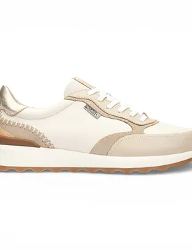 Womens Beige Leather Lace Up Sneaker Trainers Shoes - Arrecife - Size Eu 39 - Pikolinos - FashionsVida