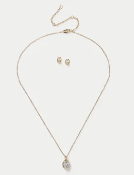 Ct Gold Plated Necklace and Earrings Gold female - M&S - FashionsVida