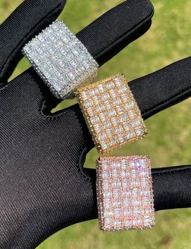 Iced Out Baguette Ractangle Ring for Men Micro Pave Cubiz Zirconia Hip Hop Jewelry - Aliexpress - FashionsVida