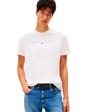 T-shirt à Manches Courtes Linear Logo Regular Fit Ecru Multi M - Tommy Jeans - FashionsVida