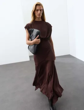 Slinky Draped Maxi Dress Mahogany female - Autograph - FashionsVida