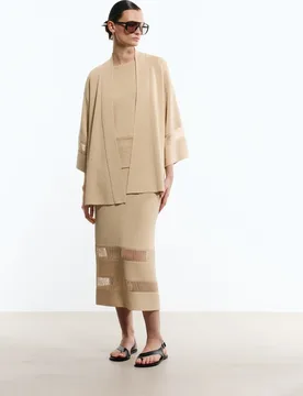 Falda recta midi con líneas verticales - Woman Limited El Corte Inglés - FashionsVida