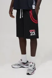 Mens Baggy Fit Mesh Varsity Jersey Shorts - Black - Size Small