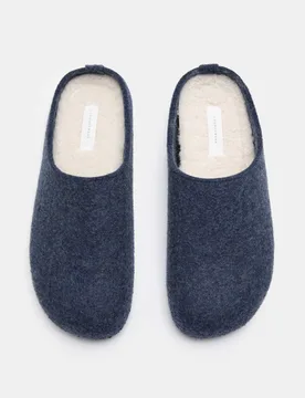 Felt Mule Slippers with Freshfeet™ Blue male - M&S - FashionsVida