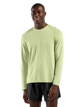 Maglietta A Maniche Lunghe Crew Essential Seamless Shadow Lime Melange S - Odlo - FashionsVida