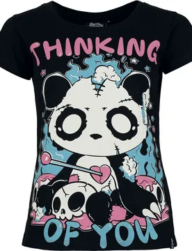 T-Shirt - Thinking Of You T Shirt - L bis 4XL - für Damen - Größe 3XL - schwarz - Frauen - female - Cupcake Cult - FashionsVida